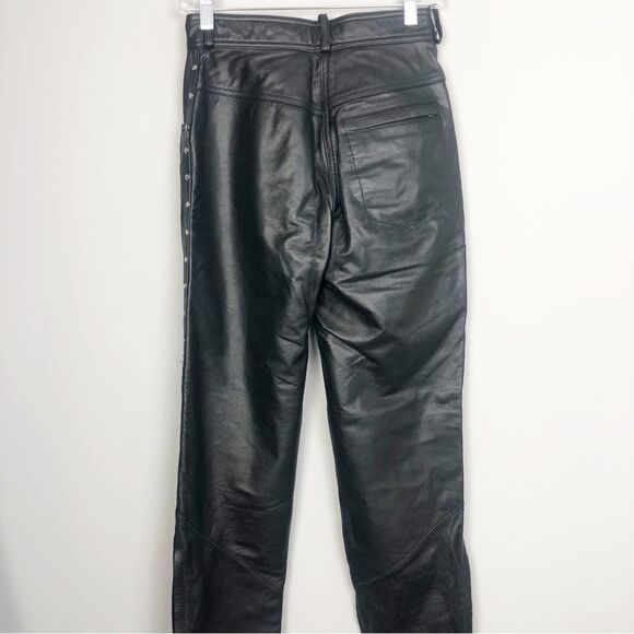 HARLEY DAVIDSON | Straight Leg Black Leather Pants Studded Women’s Size 6 / 34 - Picture 9 of 12